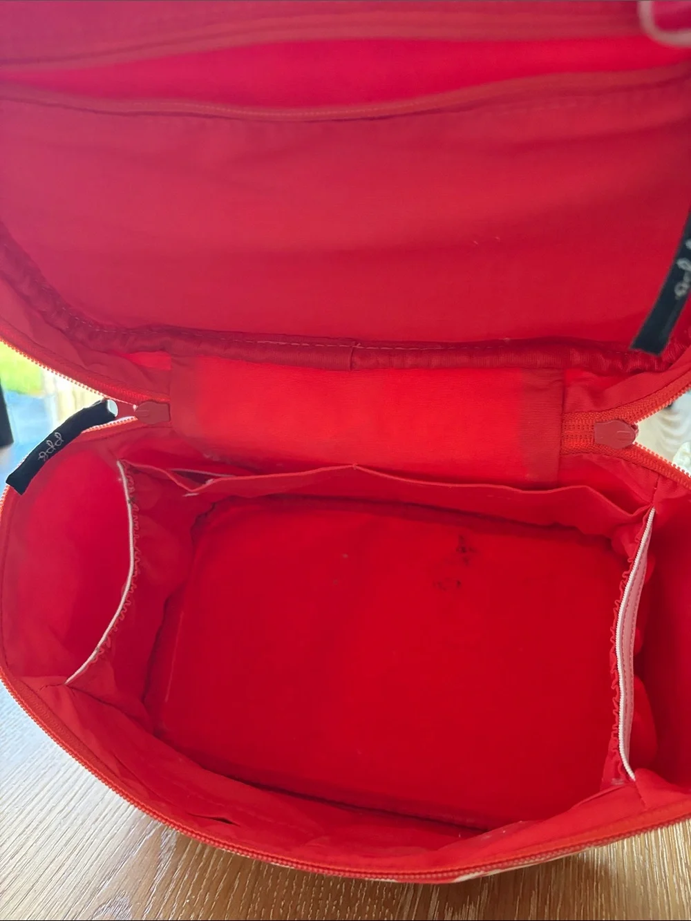 Petunia Pickle Bottom Red and Cream Patterned Train Case